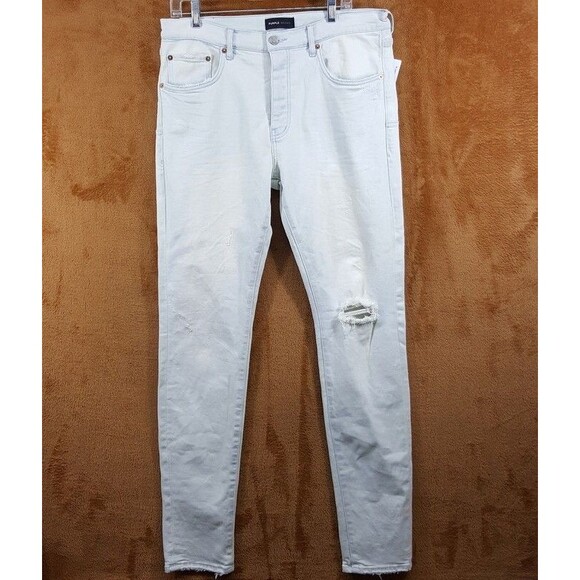 PURPLE BRAND Mens Jeans Size 34 Light Wash Skinny P001 Slim Fit Low Rise $295 - Picture 1 of 6